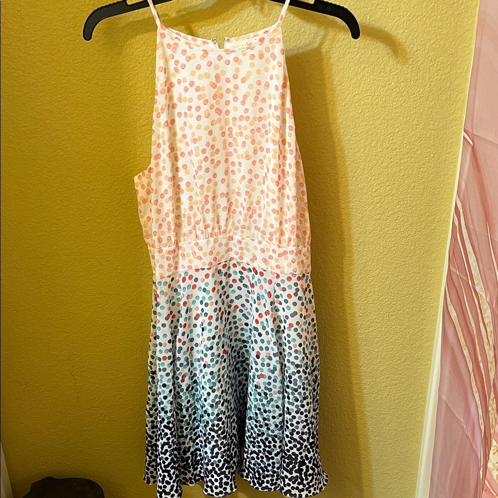 Maison Jules Peach and Pink Polka Dot Dress